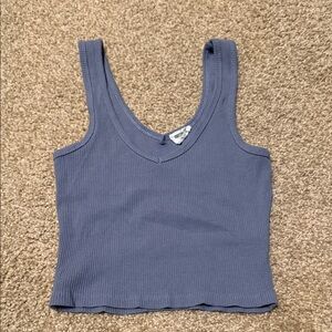 Cotton On Blue Ribbed Crop Top